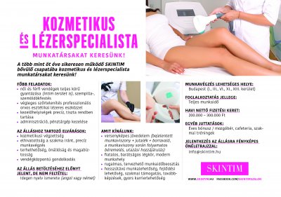 Bővülünk! Új szalonjainkba kozmetikus kolléganőket keresünk