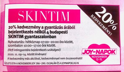 Újra JOY napok a SKINTIM szalonokban!